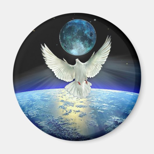 Dove of Peace over Planet Earth Magneet (Voorkant)