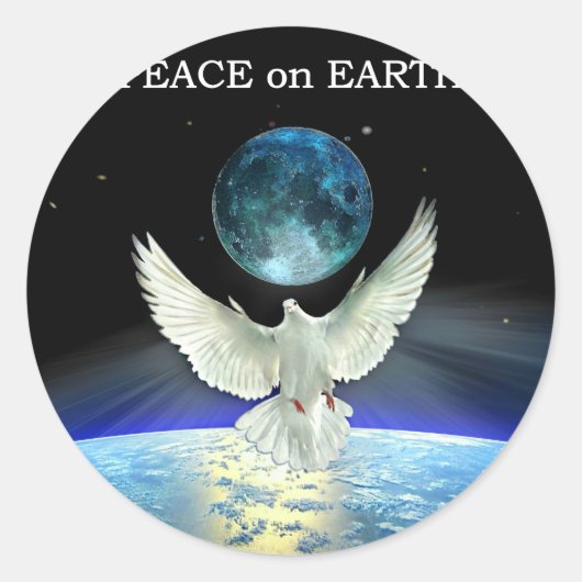 Dove of Peace over Planet Earth Ronde Sticker (Voorkant)
