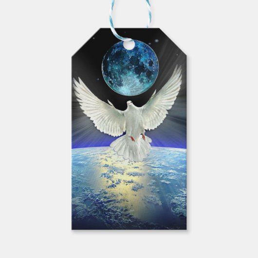 Dove of Peace over Planet Earth Sunrise Cadeaulabel (Voorkant)