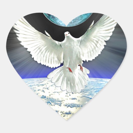 Dove of Peace over Planet Earth Sunrise Hart Sticker (Voorkant)