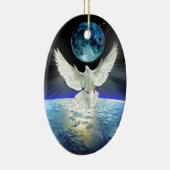 Dove of Peace over Planet Earth Sunrise Keramisch Ornament (Rechts)