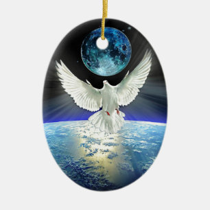 Dove of Peace over Planet Earth Sunrise Keramisch Ornament