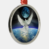 Dove of Peace over Planet Earth Sunrise Metalen Ornament (Rechts)