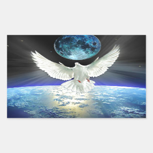 Dove of Peace over Planet Earth Sunrise Rechthoekige Sticker