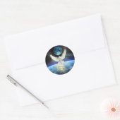 Dove of Peace over Planet Earth Sunrise Ronde Sticker (Envelop)