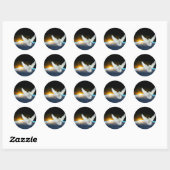 Dove of Peace over Planet Earth Sunrise Ronde Sticker (Vel)