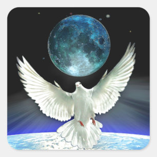 Dove of Peace over Planet Earth Vierkante Sticker