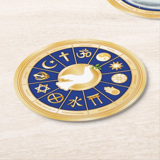 Dove of Peace Paper-Onderzetter Ronde Kartonnen Onderzetter (Gebogen)