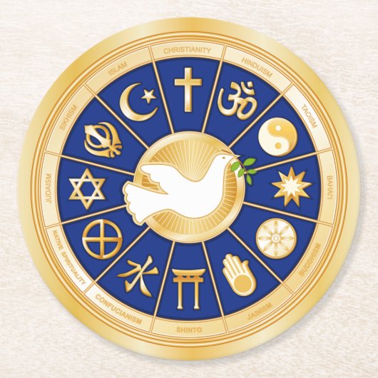 Dove of Peace Paper-Onderzetter Ronde Kartonnen Onderzetter (Voorkant)