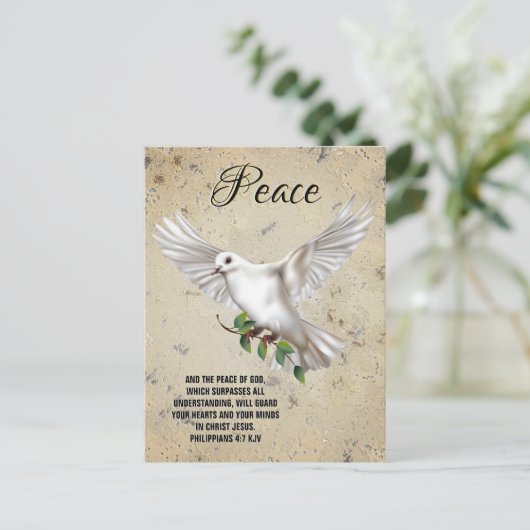 Dove of Peace Personalized Scripture Verse Briefkaart (Staand voorkant)