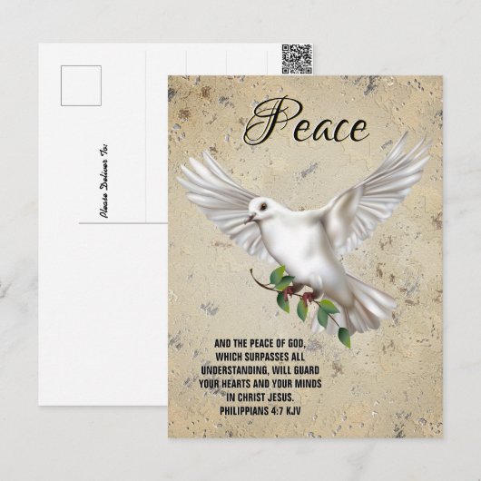 Dove of Peace Personalized Scripture Verse Briefkaart (Voorkant / Achterkant)