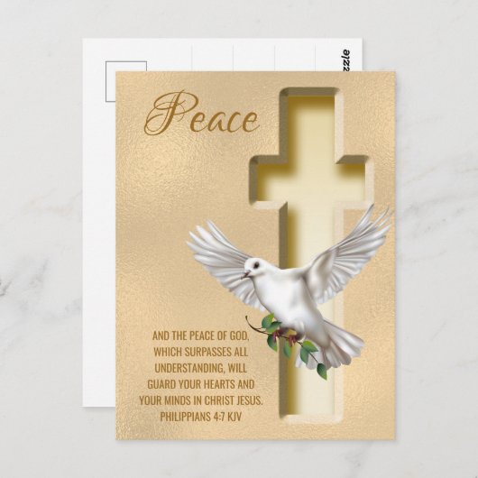 Dove of Peace Personalized Scripture Verse Briefkaart (Voorkant / Achterkant)