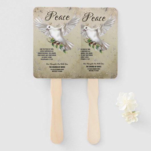 Dove of Peace Personalized Scripture Verse Church Handwaaier (Voorkant en achterkant)