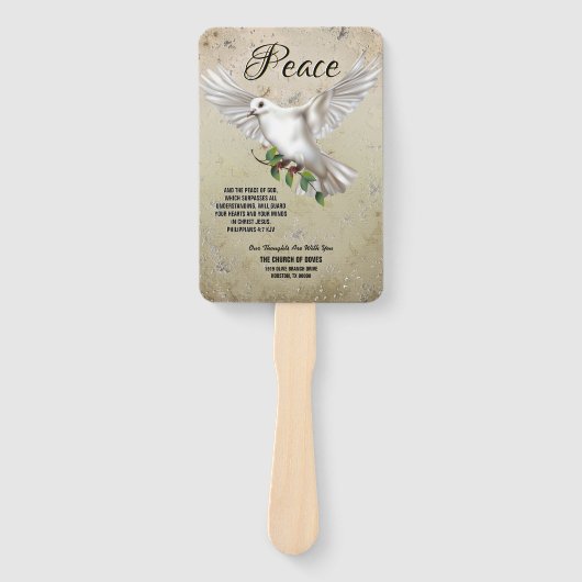 Dove of Peace Personalized Scripture Verse Church Handwaaier (Voorkant)