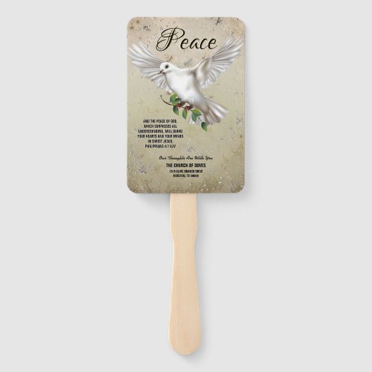Dove of Peace Personalized Scripture Verse Church Handwaaier (Achterkant)