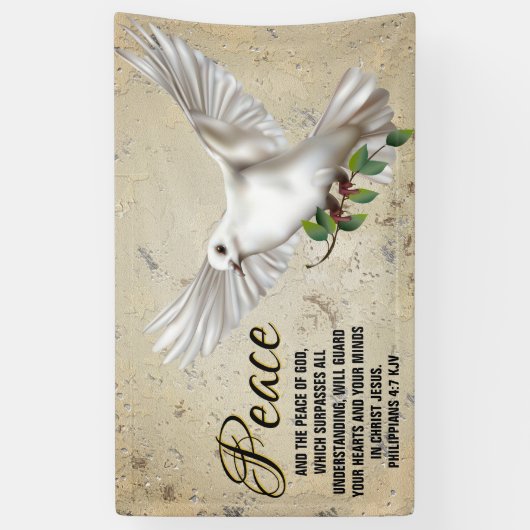 Dove of Peace Personalized Scripture Verse Church Spandoek (Verticaal)