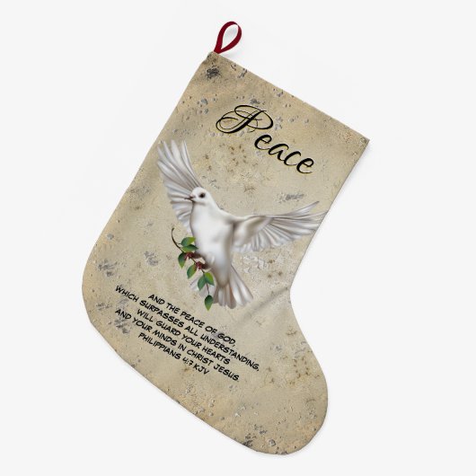 Dove of Peace Personalized Scripture Verse Grote Kerstsok (Voorkant (Hangend))