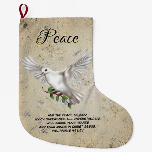 Dove of Peace Personalized Scripture Verse Grote Kerstsok (Voorkant)