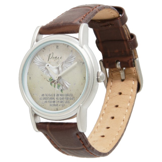 Dove of Peace Personalized Scripture Verse Horloge (Gekanteld)