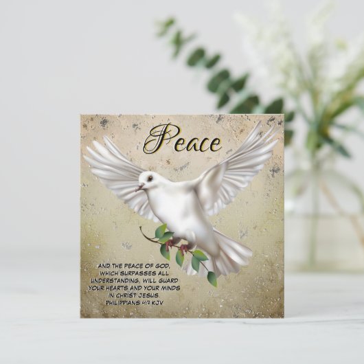 Dove of Peace Personalized Scripture Verse Kaart (Staand voorkant)