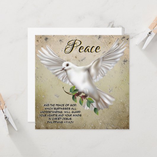 Dove of Peace Personalized Scripture Verse Kaart (Voorkant / Achterkant in situ)