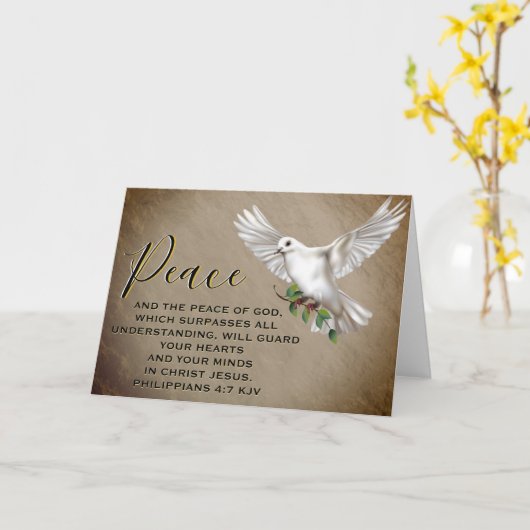 Dove of Peace Personalized Scripture Verse Kaart (Gele Bloem)