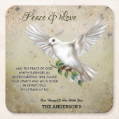 Dove of Peace Personalized Scripture Verse Kartonnen Onderzetters (Voorkant)