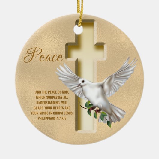 Dove of Peace Personalized Scripture Verse Keramisch Ornament (Voorkant)