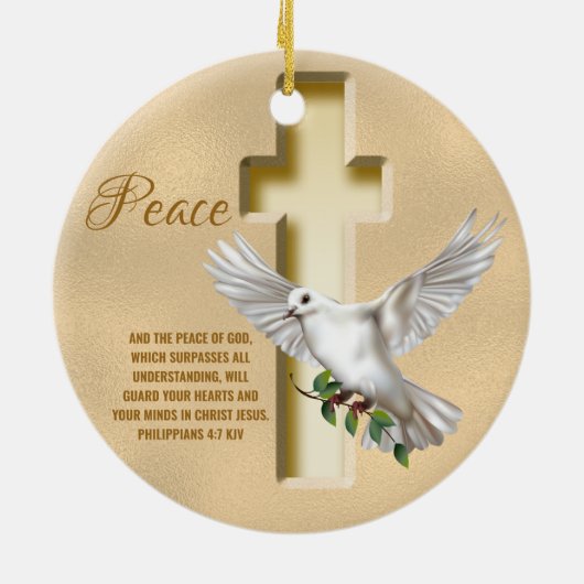 Dove of Peace Personalized Scripture Verse Keramisch Ornament (Achterkant)