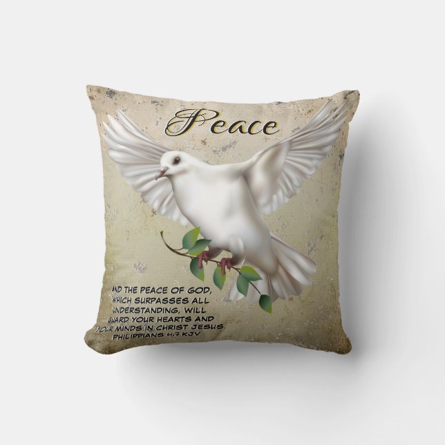 Dove of Peace Personalized Scripture Verse Kussen (Voorkant)