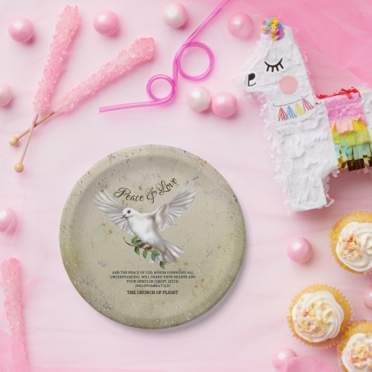 Dove of Peace Personalized Scripture Verse Papieren Bordje (Feest)