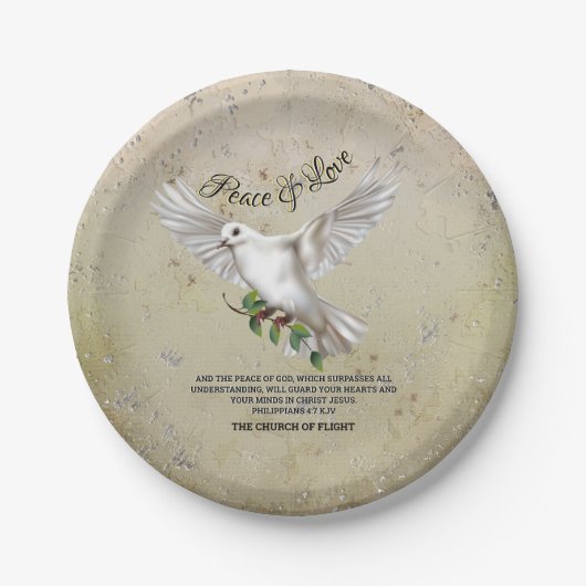 Dove of Peace Personalized Scripture Verse Papieren Bordje (Voorkant)