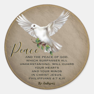 Dove of Peace Personalized Scripture Verse Ronde Sticker