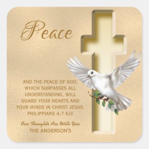 Dove of Peace Personalized Scripture Verse Vierkante Sticker