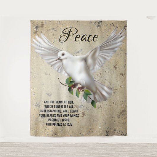Dove of Peace Personalized Scripture Verse Wandkleed (Voorkant)