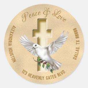 Dove of Peace - persoonlijk adres Ronde Sticker