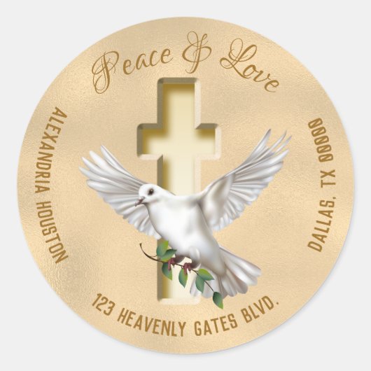 Dove of Peace - persoonlijk adres Ronde Sticker (Voorkant)