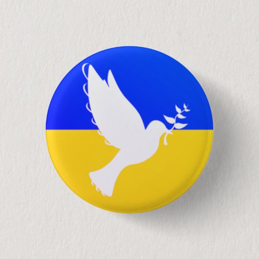 Dove of Peace Ukraine Flag Button - Freedom Peace (Voorkant)