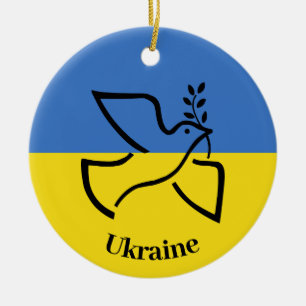 Dove of Peace Ukraine Flag Design Keramisch Ornament