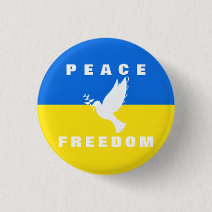 Dove of Peace - vlag van Oekraïne - vrede - vrijh Ronde Button 3,2 Cm