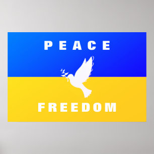 Dove of Peace - vlag van Oekraïne - vrede - vrijhe Poster
