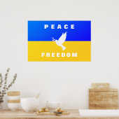 Dove of Peace - vlag van Oekraïne - vrede - vrijhe Poster (Keuken)