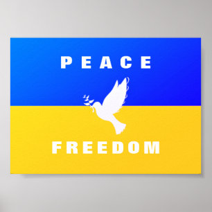 Dove of Peace - vlag van Oekraïne - vrede - vrijhe Poster