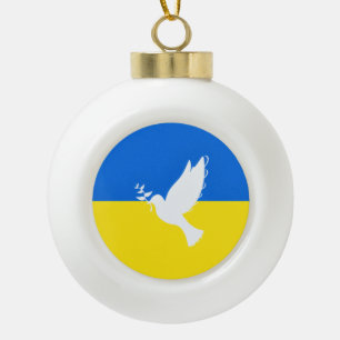 Dove of Peace - vlag van Oekraïne - vrijheid - vr Keramische Bal Ornament