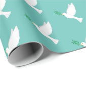 Dove of Peace White Bird Patroon op blauw Cadeaupapier (Rol Hoek)
