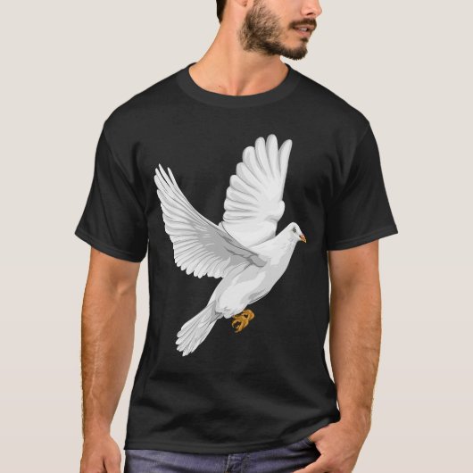 Dove of Peace White Pigeon Hand Drawn Artwork Grap T-shirt (Voorkant)