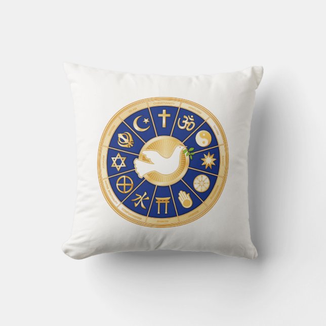 Dove of Peace, World of Faith Mandala Pillow Kussen (Voorkant)