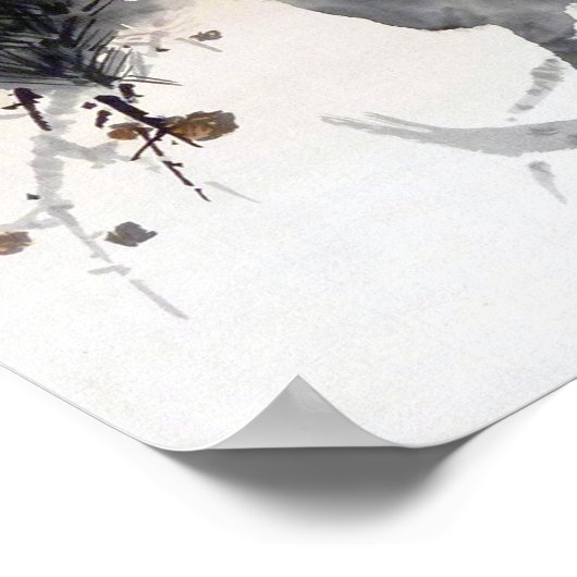 Dove on a Pine Tree, Watanabe Seitei Poster (Hoek)