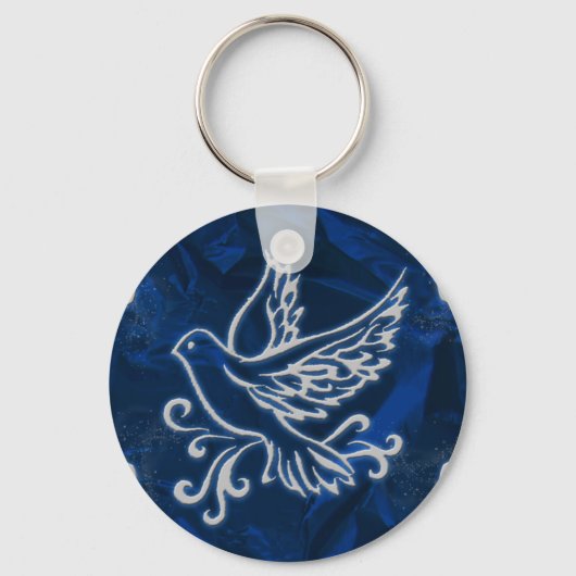 Dove on Blue Folie Sleutelhanger (Voorkant)