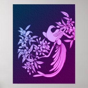 Dove on Branch Bird Motif Art gekleurd Poster